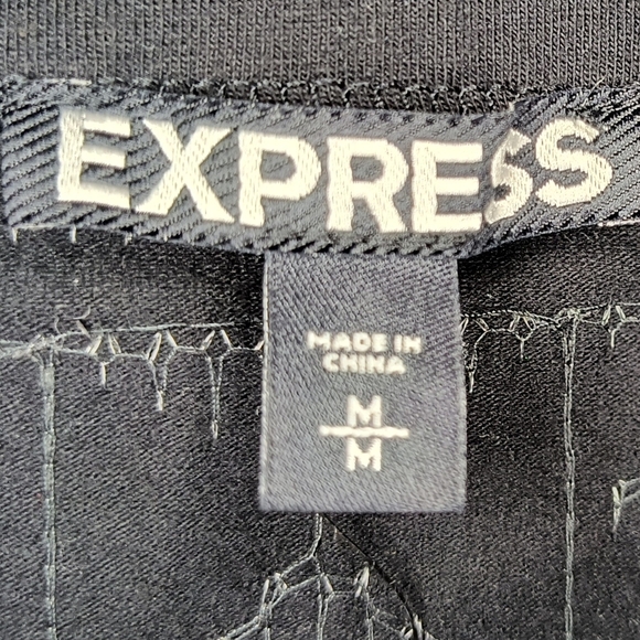 Express Black and White Sequin Metallic Aztec Tribal Stretchy Mini Skirt M NWT - Picture 3 of 9